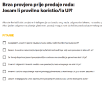 Pravila korištenja AI modela na predmetu